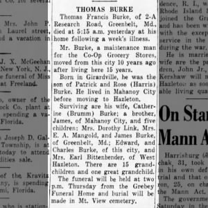 Thomas Burke, obituary